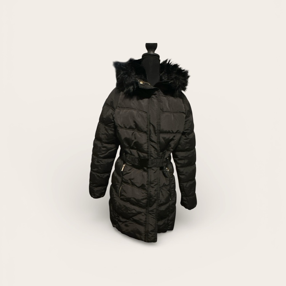 H&M Black Puffer Jacket with Faux Fur Trim